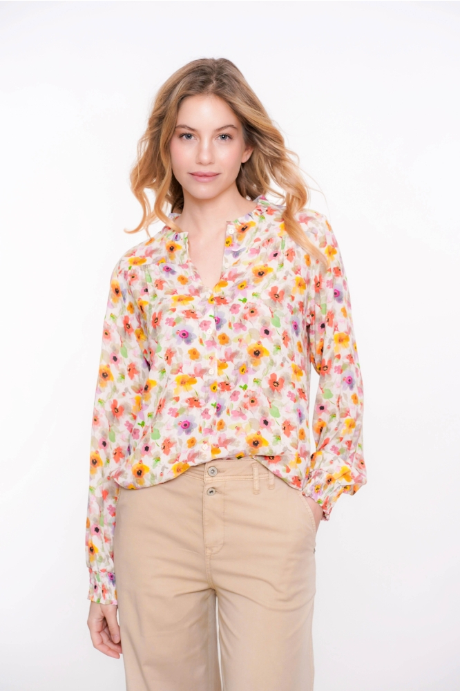 BLOUSE MET MADELIEFJES 53256 20 Off-white/Coral